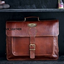 Vintage Satchel Handmade Shoulder Laptop Messenger Leather Bag Briefcase Men's