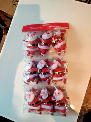 Vintage beflockter Weihnachtsmann alter Bestand Weihnachtsschmuck X9