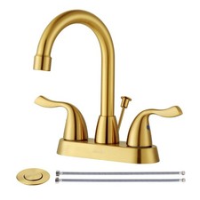 ARCORA Brushed Gold Bathroom Faucet 4-inch Centerset with Drain and Supply Lines