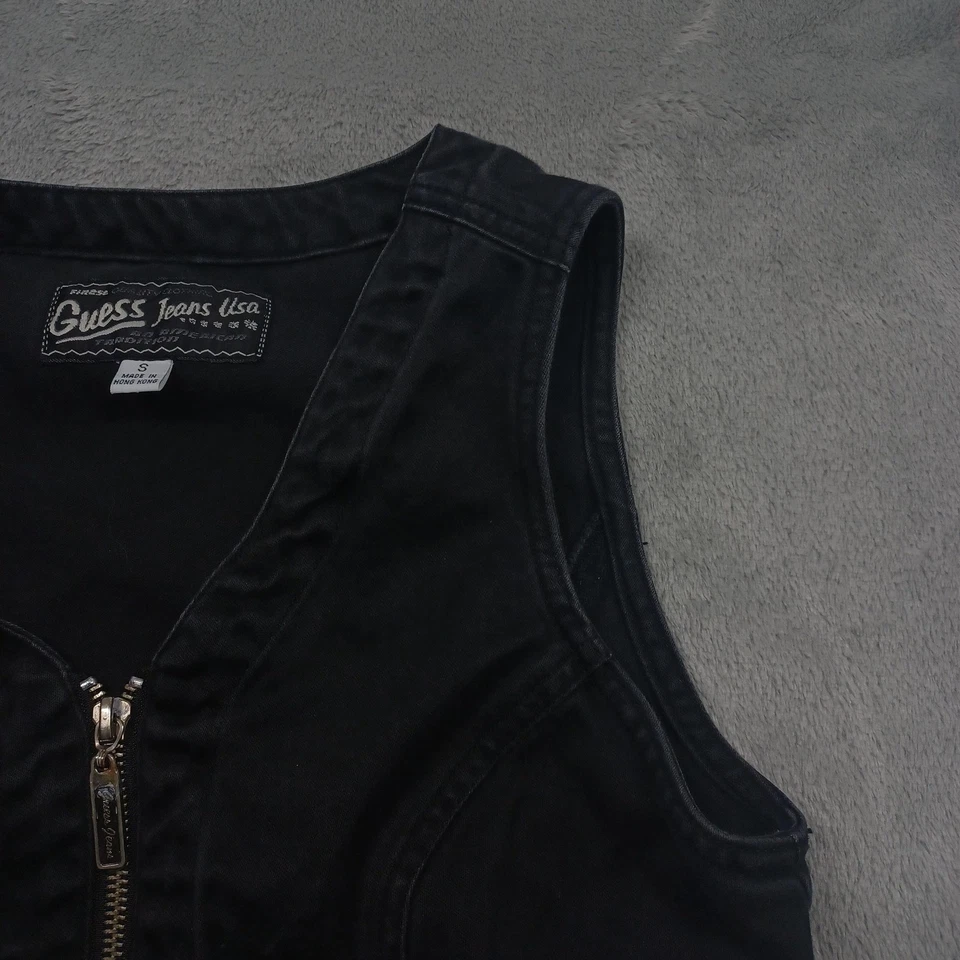 Chaleco Vintage Guess Jeans USA para Mujer Talla Pequeña Denim con Cremallera 90s Hong Kong Foto 2 de 4