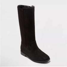 Cat Jack Meranda Black Tall Boots Kids Side Zip Size 4