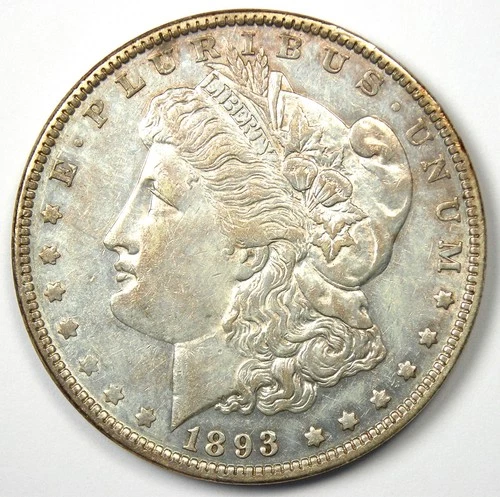 1893 Morgan Silver Dollar $1 Coin - AU Details - Rare Date!