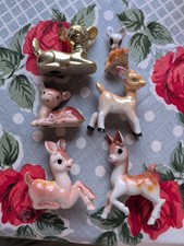 Vintage Lot 6 Ceramic Deer Figurines  Italian Foreign