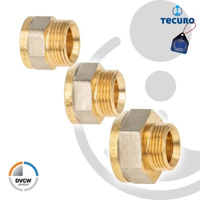 tecuro Reduzierstück Eurokonus G 3/4 Zoll AG x G IG DN20, DVGW, Messing 
