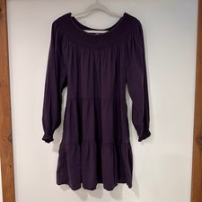 Old Navy Smocked Tiered Long Sleeve Mini Dress Womens Small Purple Boho Cottage