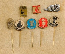 7 różnych przypinek vintage + 1 igła do broszki z kotami