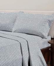 Sanders Printed Microfiber 4 Pc. Sheet Set, King, Printed Blue