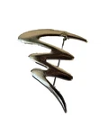 Vtg 2" Open work GEOMETRIC Brooch Pin Silver tone metal costume jewelry