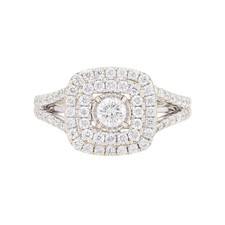 .80ctw Round Cut Diamond Double Halo Engagement Ring 14k White Gold Size 7