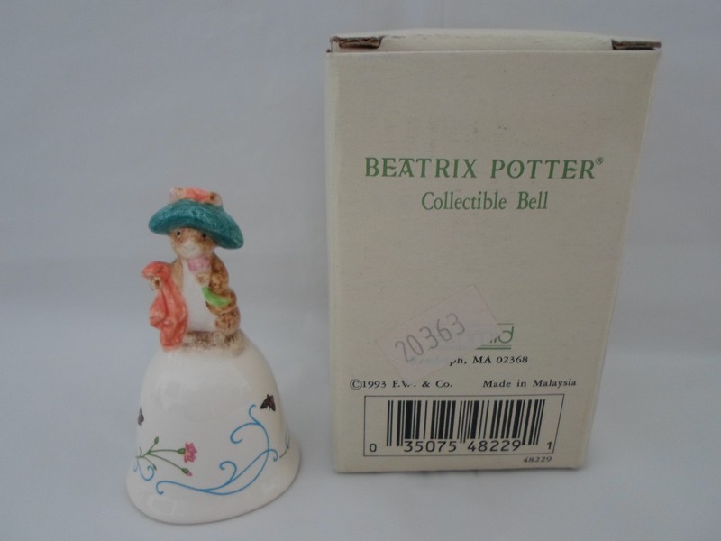 Beatrix Potter Schmid Benjamin Bunny Porcelain Collectible Bell with Box 1992