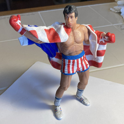 NECA 40th Anniversary Rocky 4 Action Figure with Plastic Flag