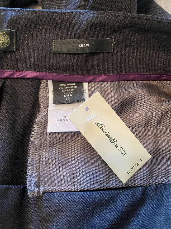 Pantalones Eddie Bauer para mujer 10 altos gris mezcla de lana elásticos pierna ancha Y2K trabajo profesional Foto 4 de 4