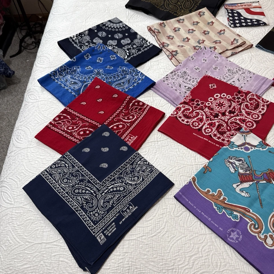 Lote de 14 Pañuelos De Colección Modernos Bandana Bandera de EE. UU. RN 14193 Mezcla de Algodón París Foto 4 de 4