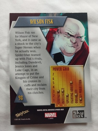 2021 Marvel Metal Universe Spider-Man Universe Wilson Fisk Light Fx Gold #98 - Picture 2 of 2