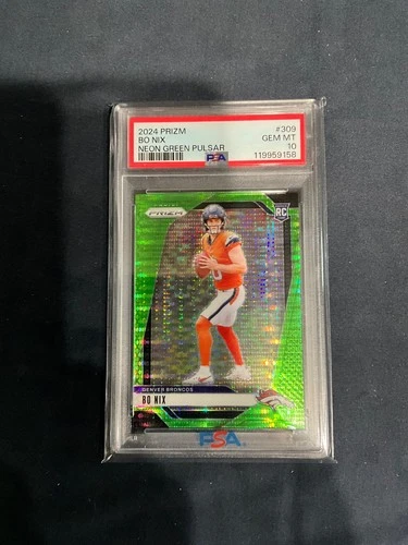 BO NIX - 2024 Prizm NEON GREEN PULSAR - Rookie - PSA 10 Gem