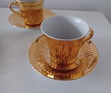 Royal Worcester Gold Lustre Fluted Cups and saucers x3
