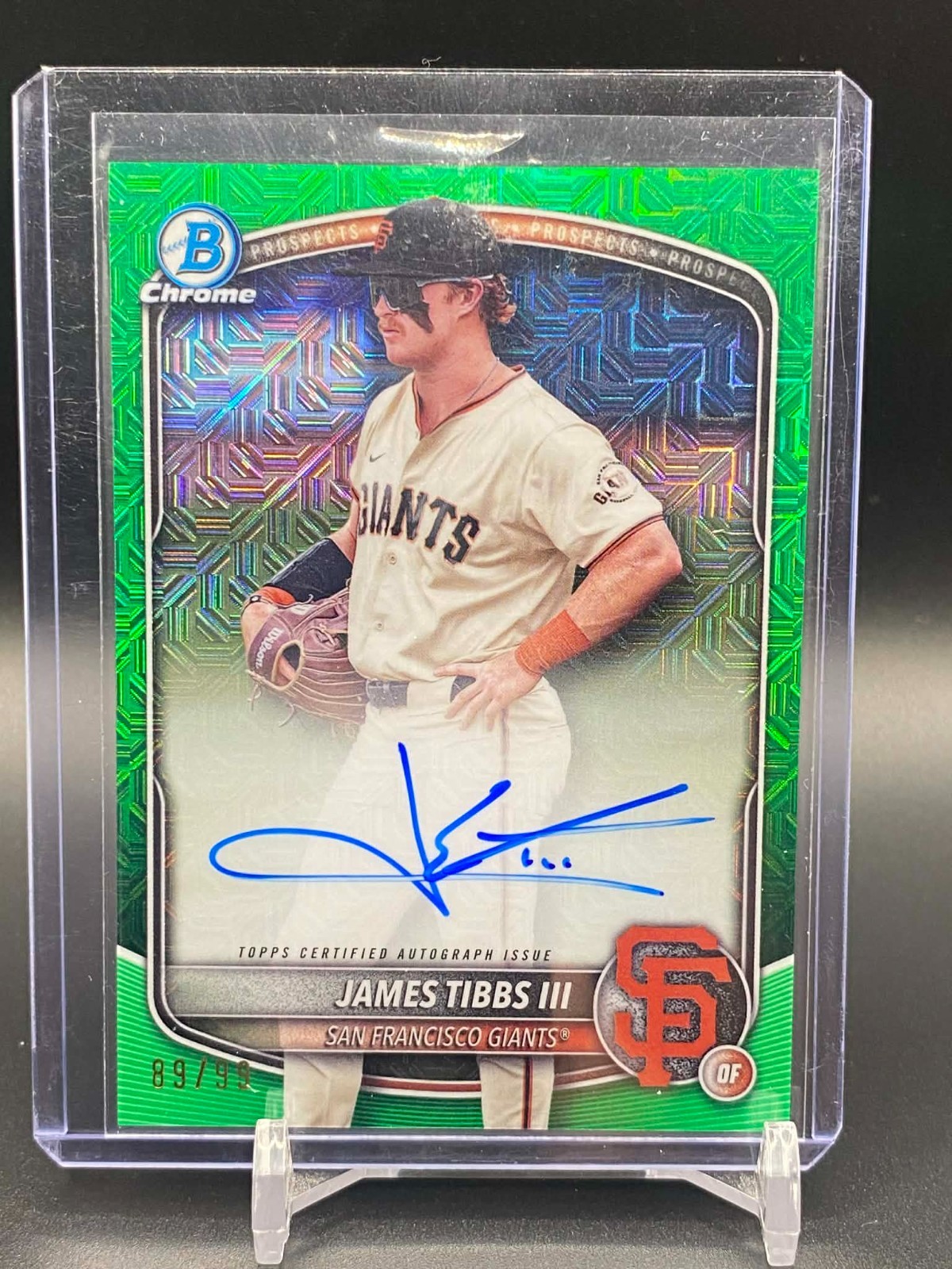 2025 Bowman Chrome James Tibbs III Mega Mojo Refractor Green Parallel Auto /99