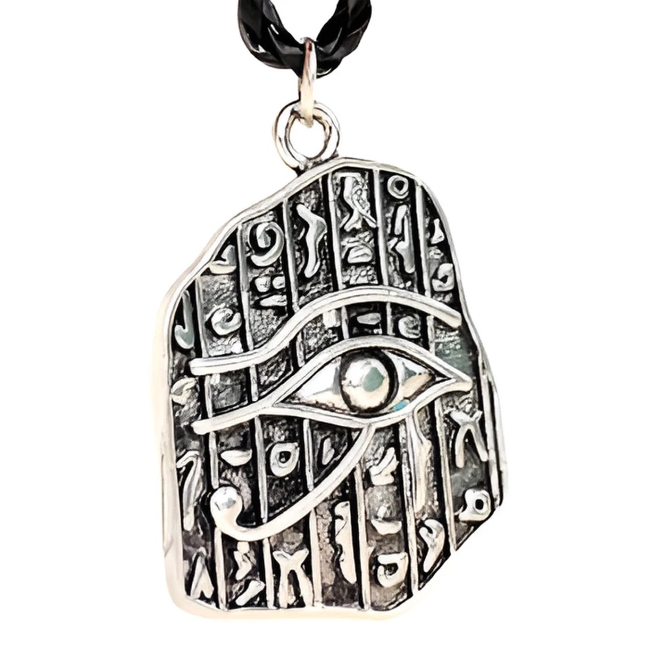 Collar Colgante Ojo de Horus Dios Egipcio Amuleto 20" Cuero Cordón Joyería Foto 4 de 4