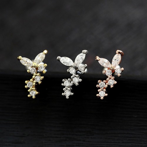 Gem Crystal Ear Cartilage Helix Ring Bar Stud Ear Cuff Climber Piercing Earring - Picture 105 of 268