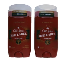 Old Spice Red Label LEATHER & SPICE Deodorant 2 STICKS 3 oz each Aluminum Free