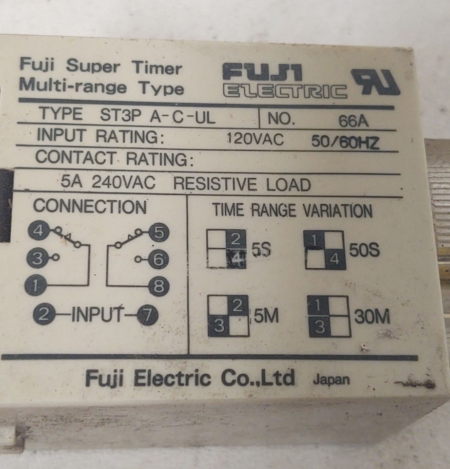 🔥 Fuji Super Relay Timers ST3P- A-C-UL 5 Sec & 30 Min, 120V Input | eBay