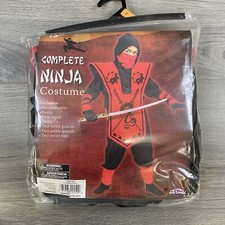 Complete Ninja Costume Red Black Child Size Medium 8 - 10 No Sword 7pc Set