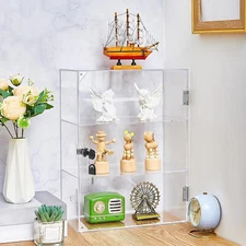 Clear Acrylic Display Case Dustproof 3 Shelf Locking Showcase Cabinet