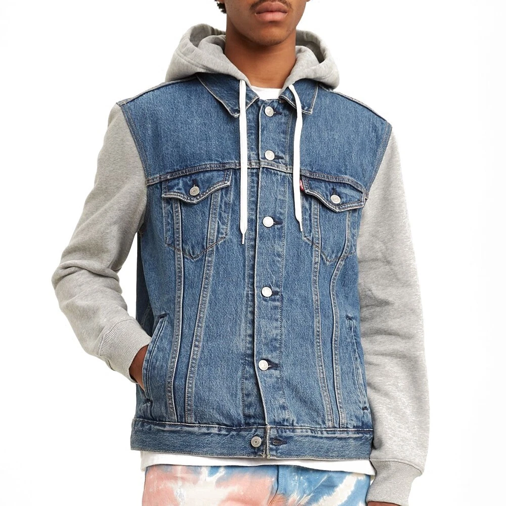 Hybrid Hooded Trucker Jacket - Medium Wash