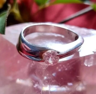 Bague Solitaire Esprit Moderniste Argent Rhodié 925 Zircon Taille 60 poinçonnée - Photo 1/4