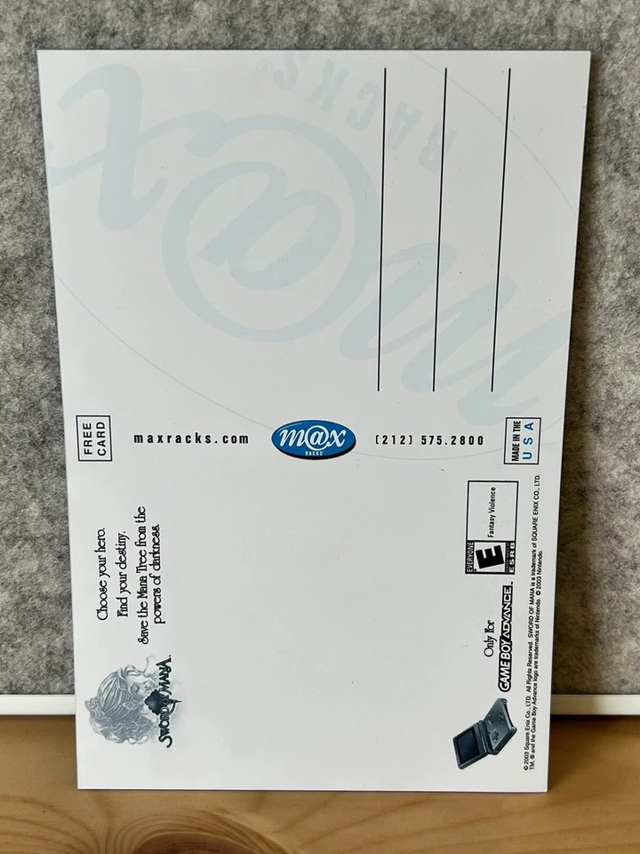 RARE!! 2003 Sword of Mana Postcard VGC - Gameboy advanced - made in usa - Image 2 of 2