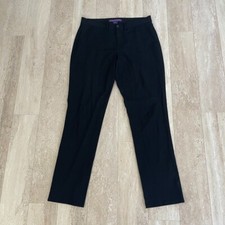 Ralph Lauren Purple Label Womens Wool Pant Size 6 Black Slim Straight Leg Office