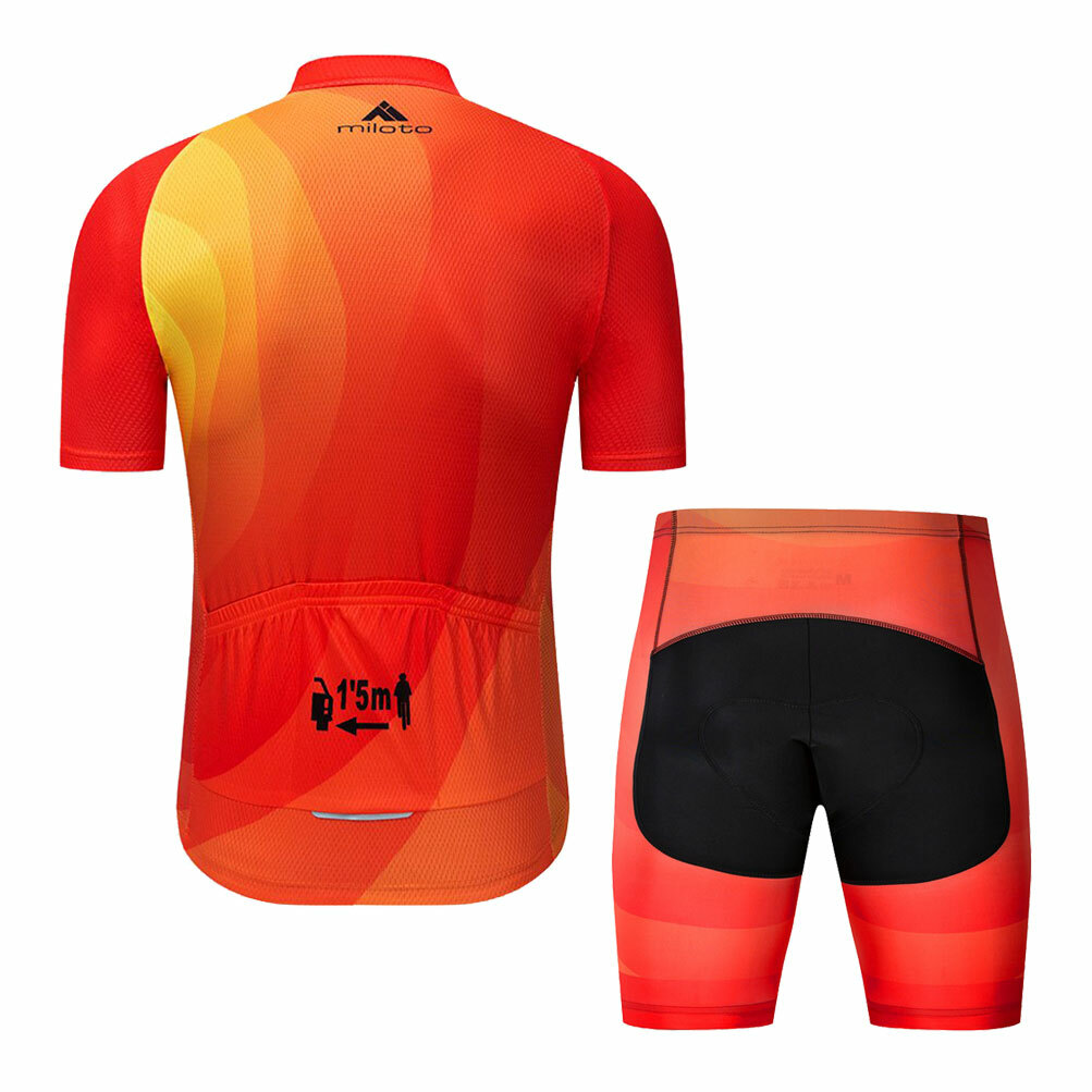 Miloto Men's Cycling Short Set Reflective Biking Jersey and Padded
