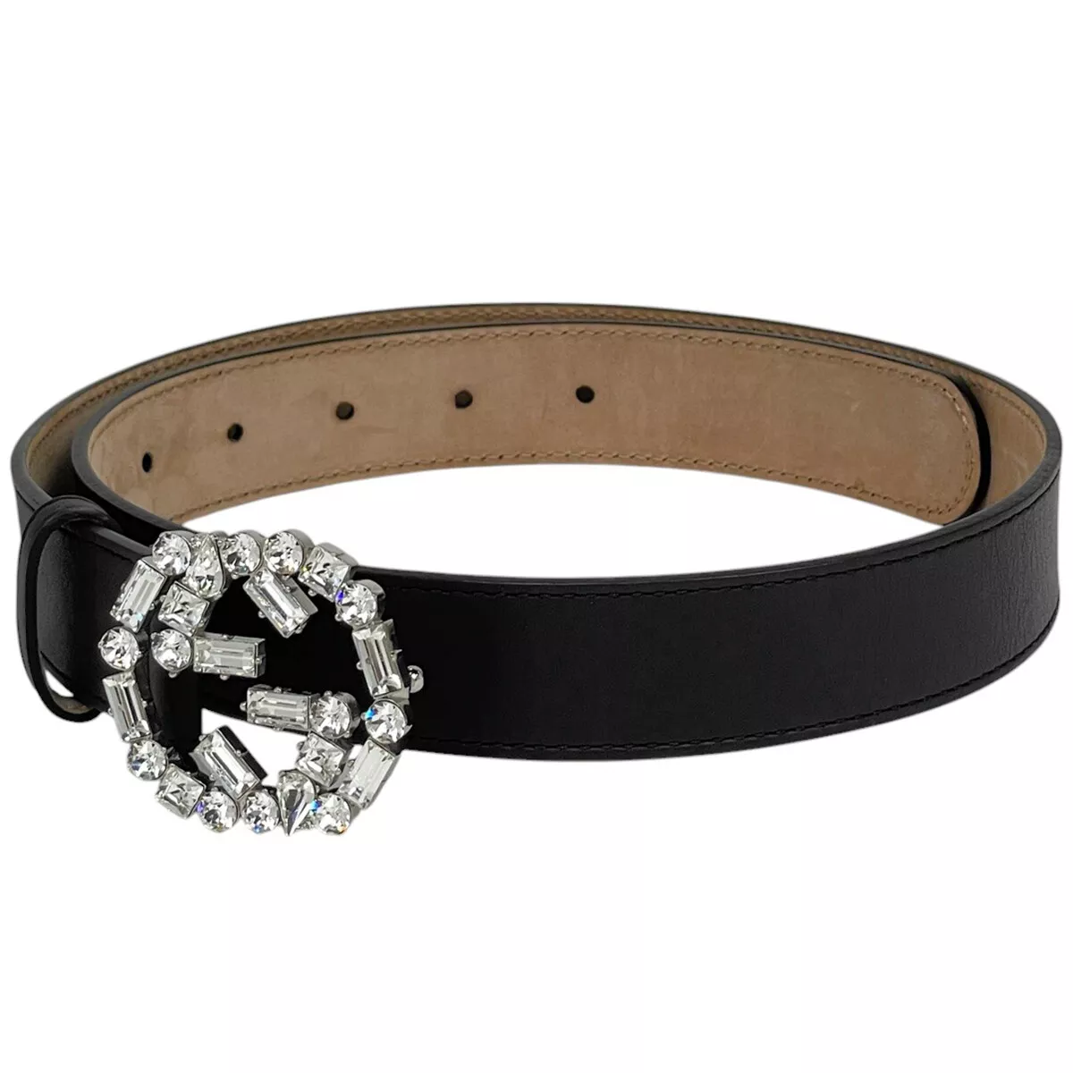 GUCCI Ceinture G Interlocking Bijoux Ceinture Cuir Noir Femme