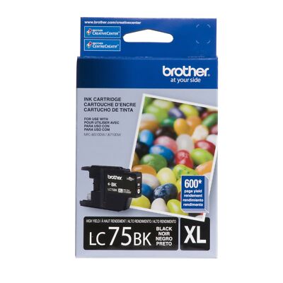 Lc75bk Brother Genuine LC75BK Black Ink Cartridge High Yield 600 Pages For ...