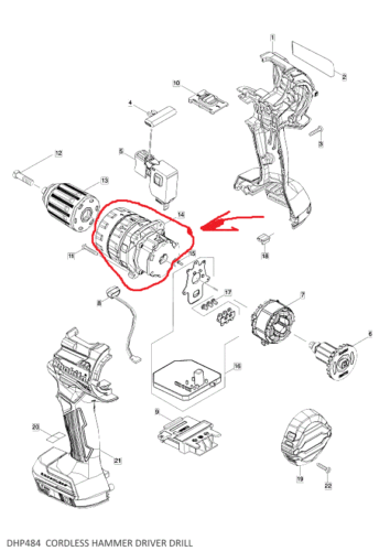 Makita Gear Assembly for Makita Drill DHP484 XPH12 126729-1 123953-7 123736-5 - Picture 1 of 2