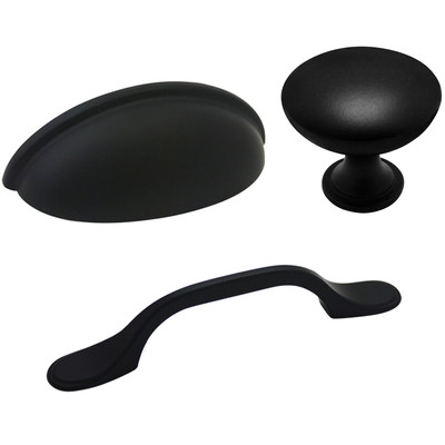 Cosmas Flat Black Cabinet Hardware Pulls, Knobs, and Hinges