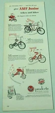 1953 Print Ad AMF Junior Tricycles & Bicycles Trikes & Bikes Hammond,IN