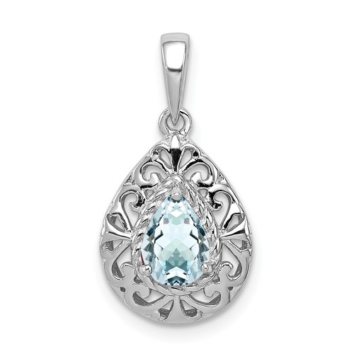 Collier Coeur En Topaze Bleue - Larme En Argent Sterling Plaqué Or - Longueur 18 Pouces - Neuf Sans Emballage