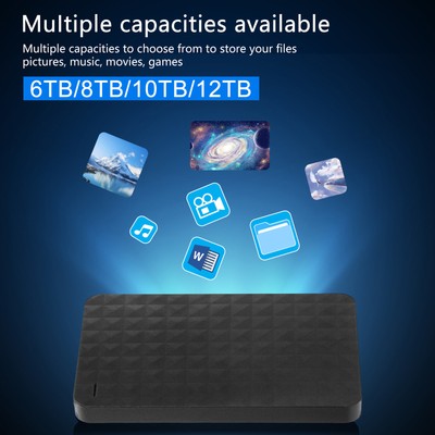 Portable 6/8/10/12TB USB 3.0 External Hard Drive High-Speed Transmission HDD 