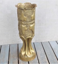 Trench Art vaso lavorato ricavato da bossolo italiano 75/27 della WW2 originale