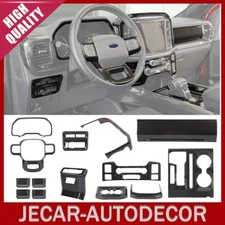 14pcs Carbon Fiber Steering Dashboard Console Gear Cover Trim For Ford F150 21+