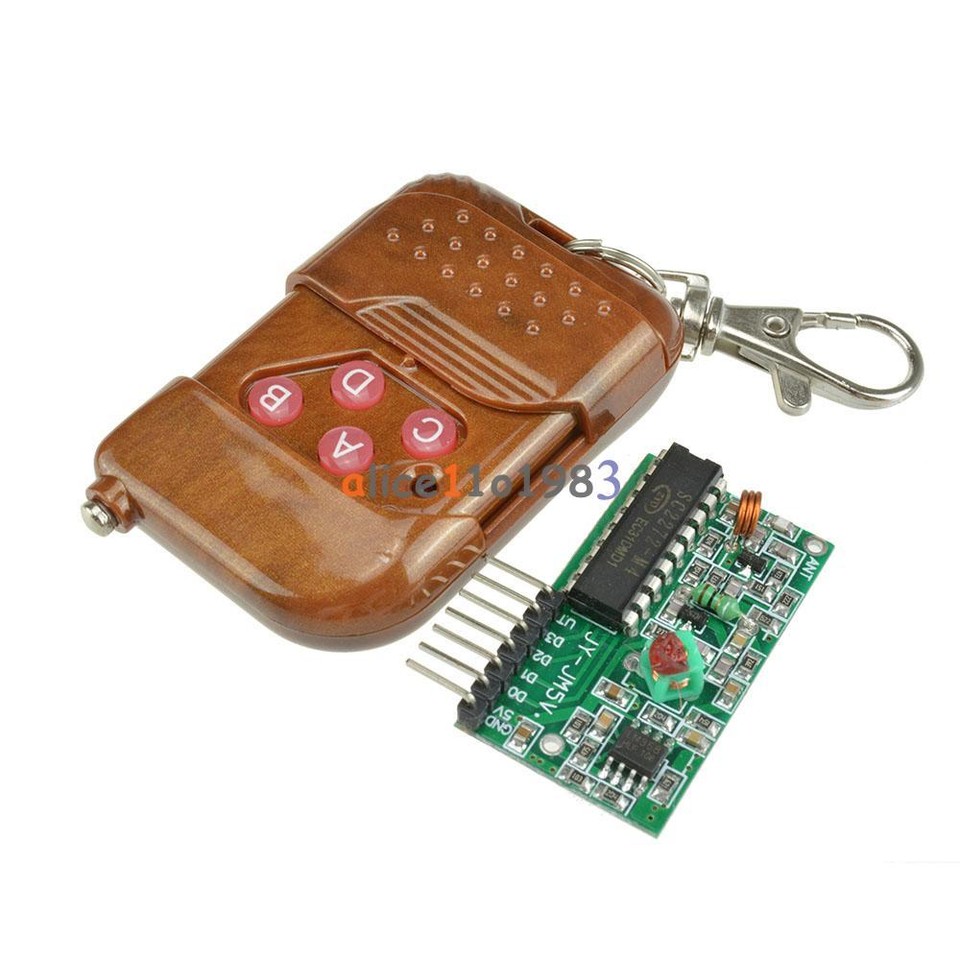 Kit Telecomando Wireless 433/315MHz, 4 Canali, Con Ricevitore IC 2262/2272, 4 Tasti