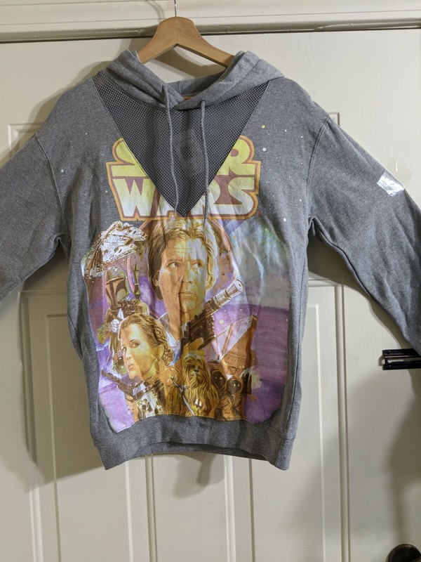 Star Wars Vented Neckline Ladies Medium Hoodie Gray With Bold Graphic NWT