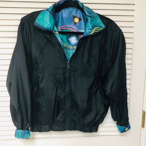 VTG Head Abstract Reversible Jacket Women's S Unisex YKK Zip Pockets Shouldr Pad - Picture 5 of 10