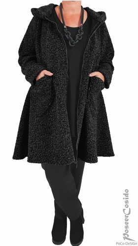 LOOK SDRAIO giacca boucle cappotto nero ❹Fb/XL-XXL-XXXL 44 46 48 50 52 54 56 58 - Foto 5 di 42