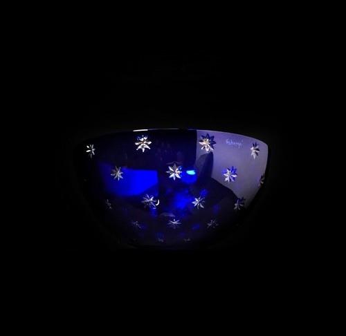Cuenco de cristal Fabergé Galaxie en cuenco azul cobalto estrellas arte vidrio 7" ancho x 3,5" alto - Imagen 4 de 12