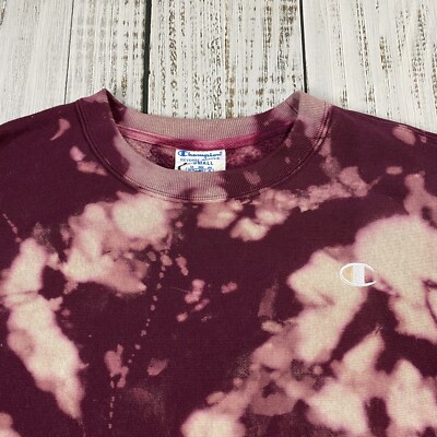 CHAMPION REVERSE WEAVE BLEACH TIE DYE MAROON LONG SWEATSHIRT DRESS XS RARE  WOMEN | eBay