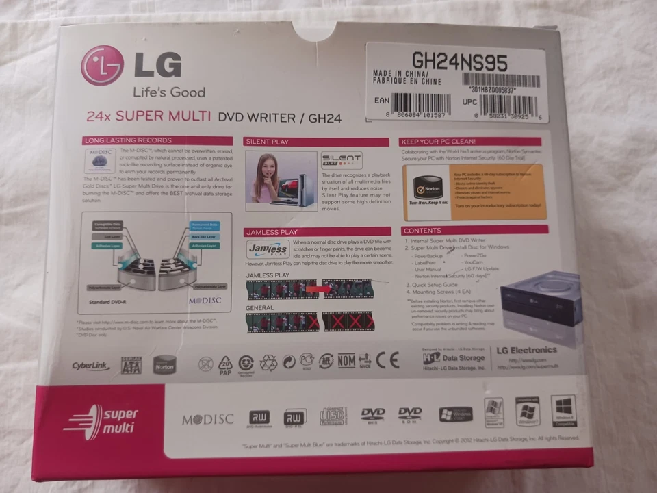 LG DVD Writer GH24 Super Multi 24x for Windows PC. NEW in box. Free Shipping - Image 2 of 4