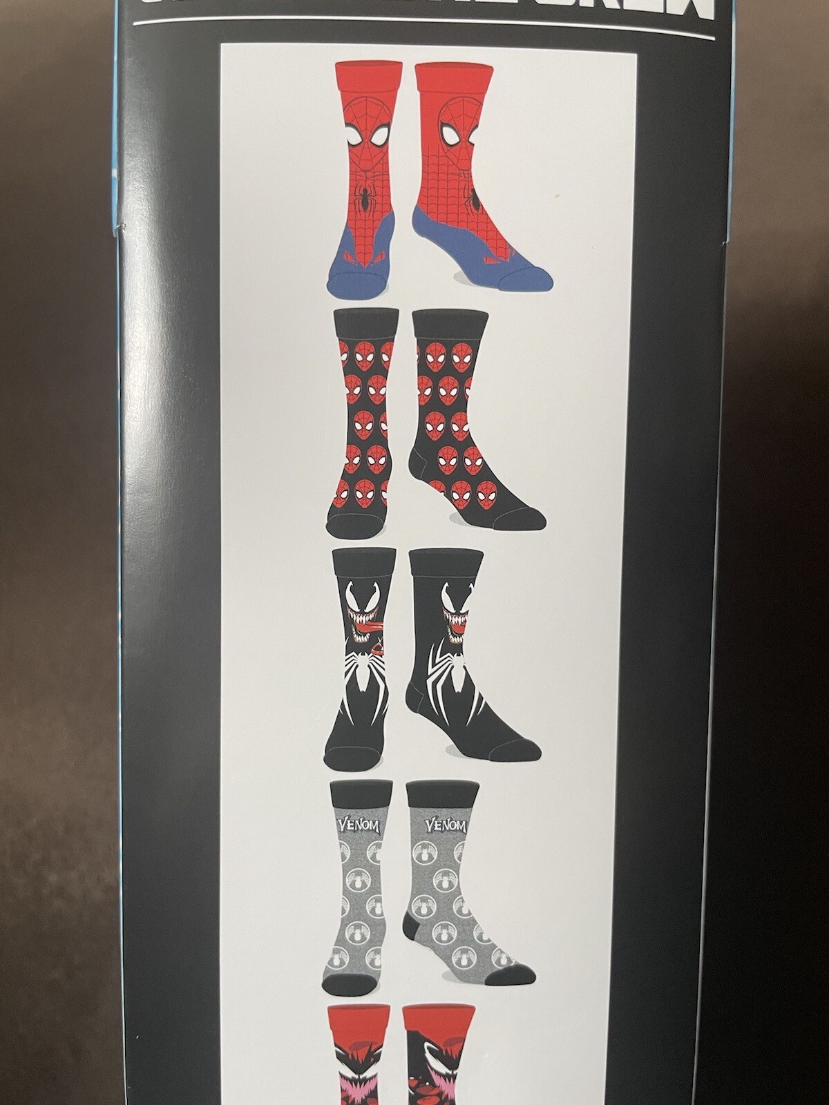Marvel Spiderman Venom Men's Crew Socks 6-Pair Size 8-12 Casual Comic image 3