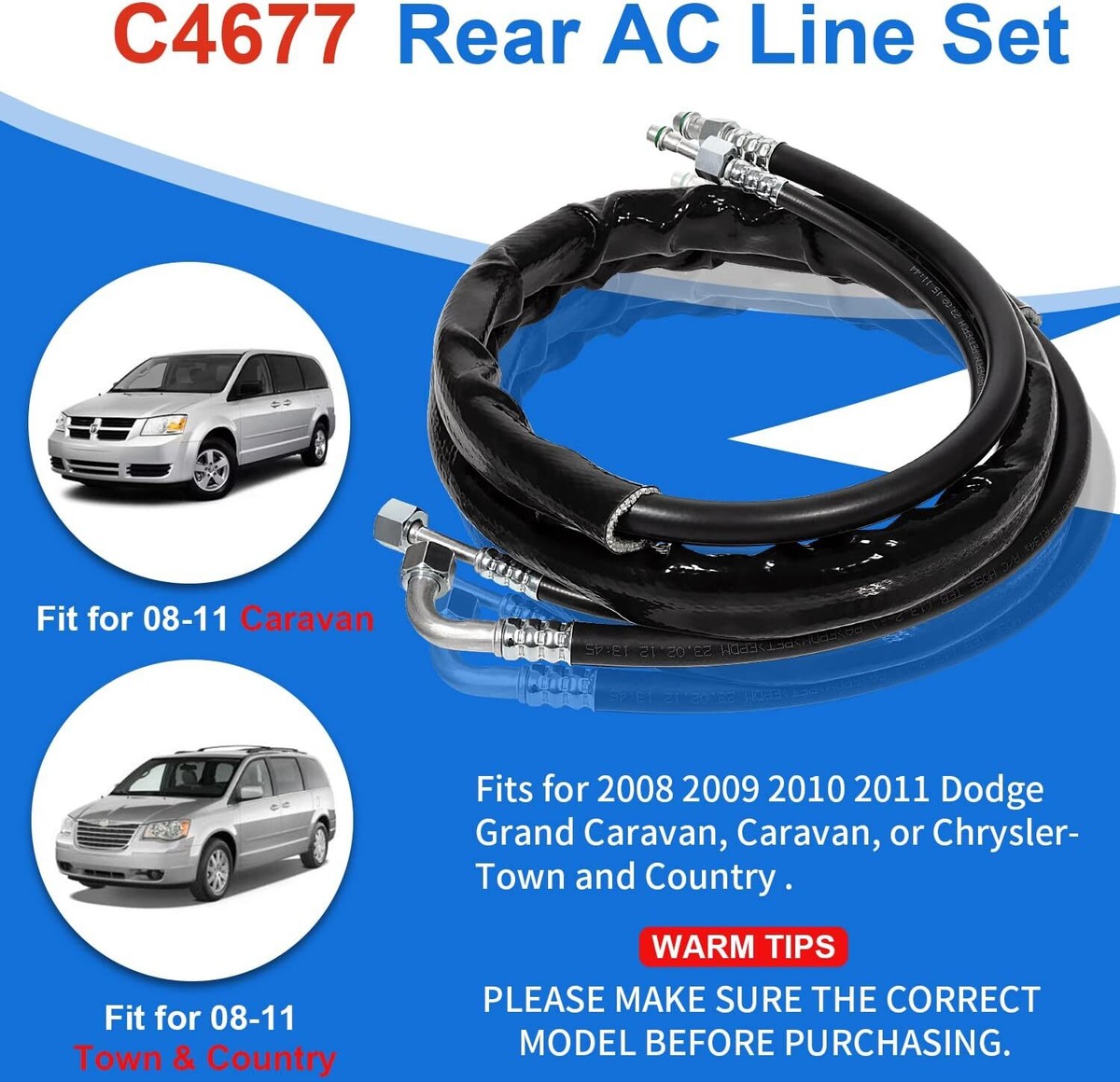 Rear Aux AC Line Set Air Conditioning Hoses C4677 for 08-11